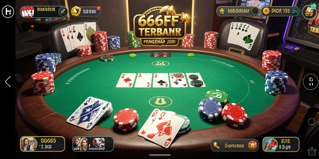 Screenshot gameplay 666FF menunjukkan aksi Poker mendebarkan.