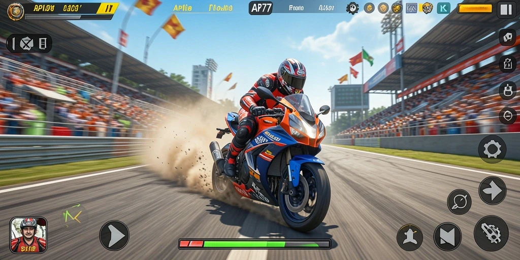Tampilan gameplay balapan motor yang menegangkan dan penuh aksi.