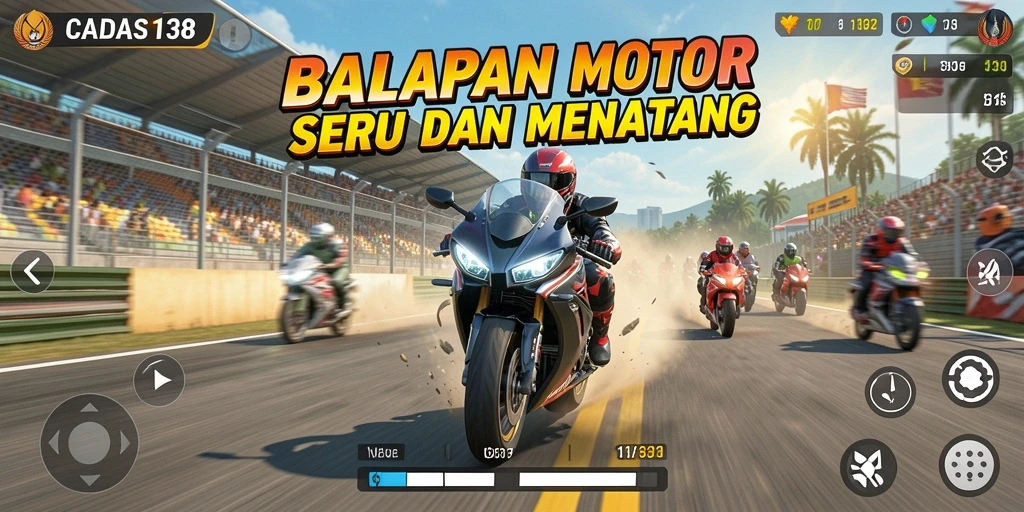 Tampilan gameplay CADAS138 yang seru dan menantang dalam balapan motor.