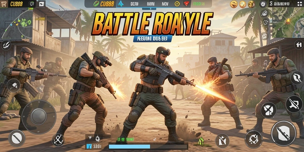 Gameplay seru CU888 dalam pertarungan Battle Royale.