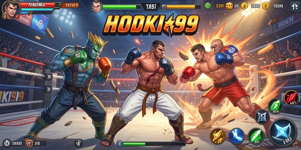 Screenshot HOKI99 menampilkan aksi pertarungan yang mendebarkan dan karakter unik.
