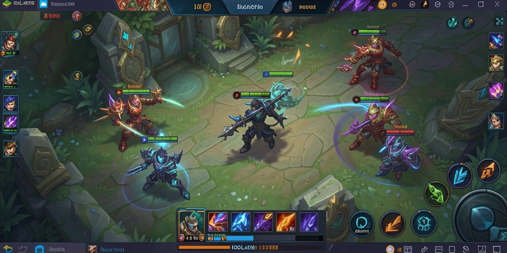 Tampilan menarik dari gameplay IDOLABET88 yang menampilkan aksi MOBA yang intens.
