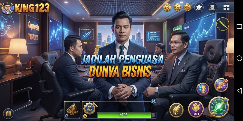 Tangkapan layar KING123 menampilkan gameplay manajemen bisnis yang seru.