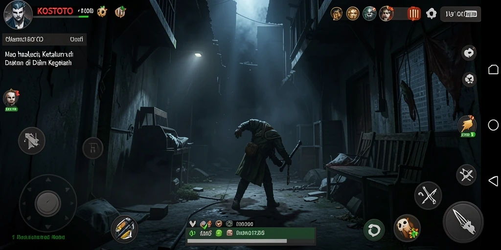 Screenshot KOSTOTO menunjukkan suasana mencekam dan gameplay yang menegangkan.