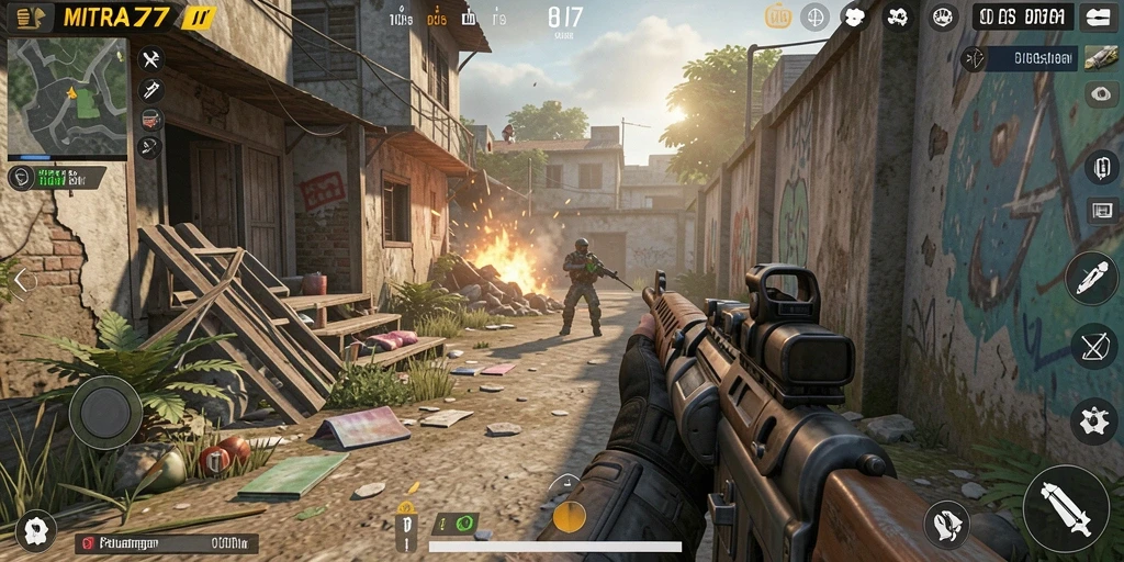 Gambaran aksi seru dalam gameplay MITRA77 yang mendebarkan.