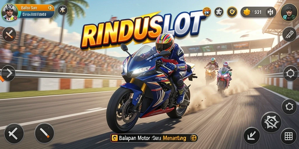 Gambar layar menunjukkan balapan motor yang mendebarkan.