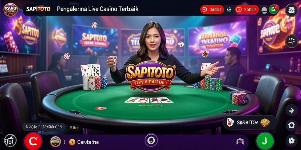 Screenshot gameplay SAPITOTO dengan dealer langsung di meja permainan.