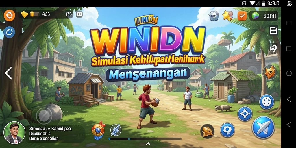 Tampilan gameplay WINIDN yang menarik dengan berbagai aktivitas simulasi.